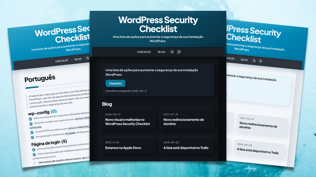 Novo visual e melhorias no WordPress Security Checklist - Rafael Funchal